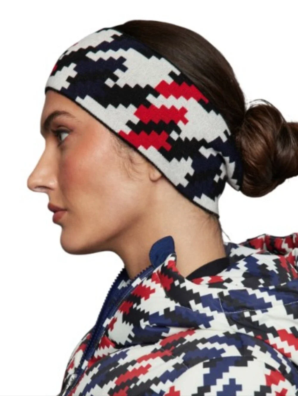 Perfect Moment Set Red, White & Black Patterned Headband, With Socks